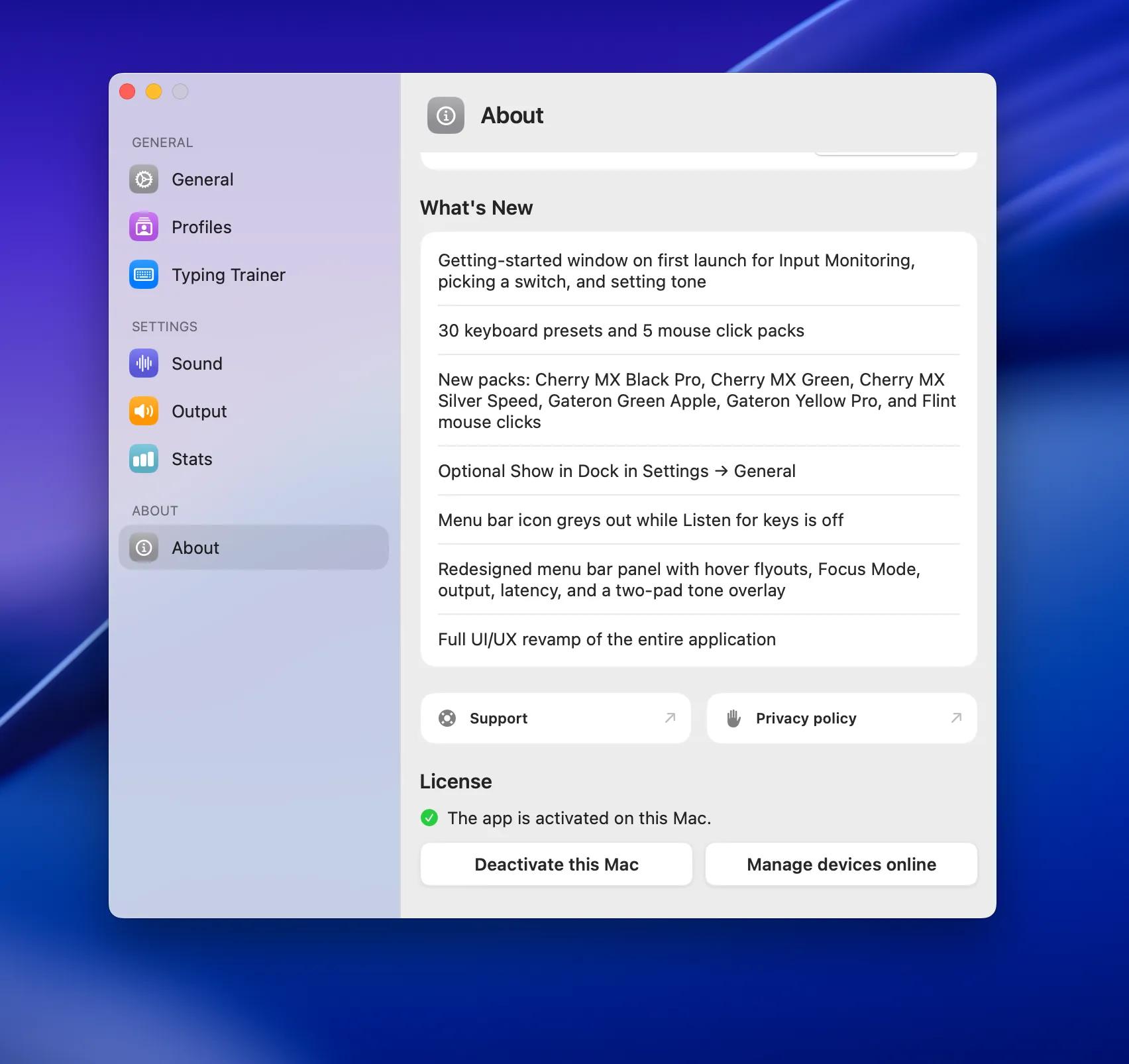 About Tab Settings Window 2