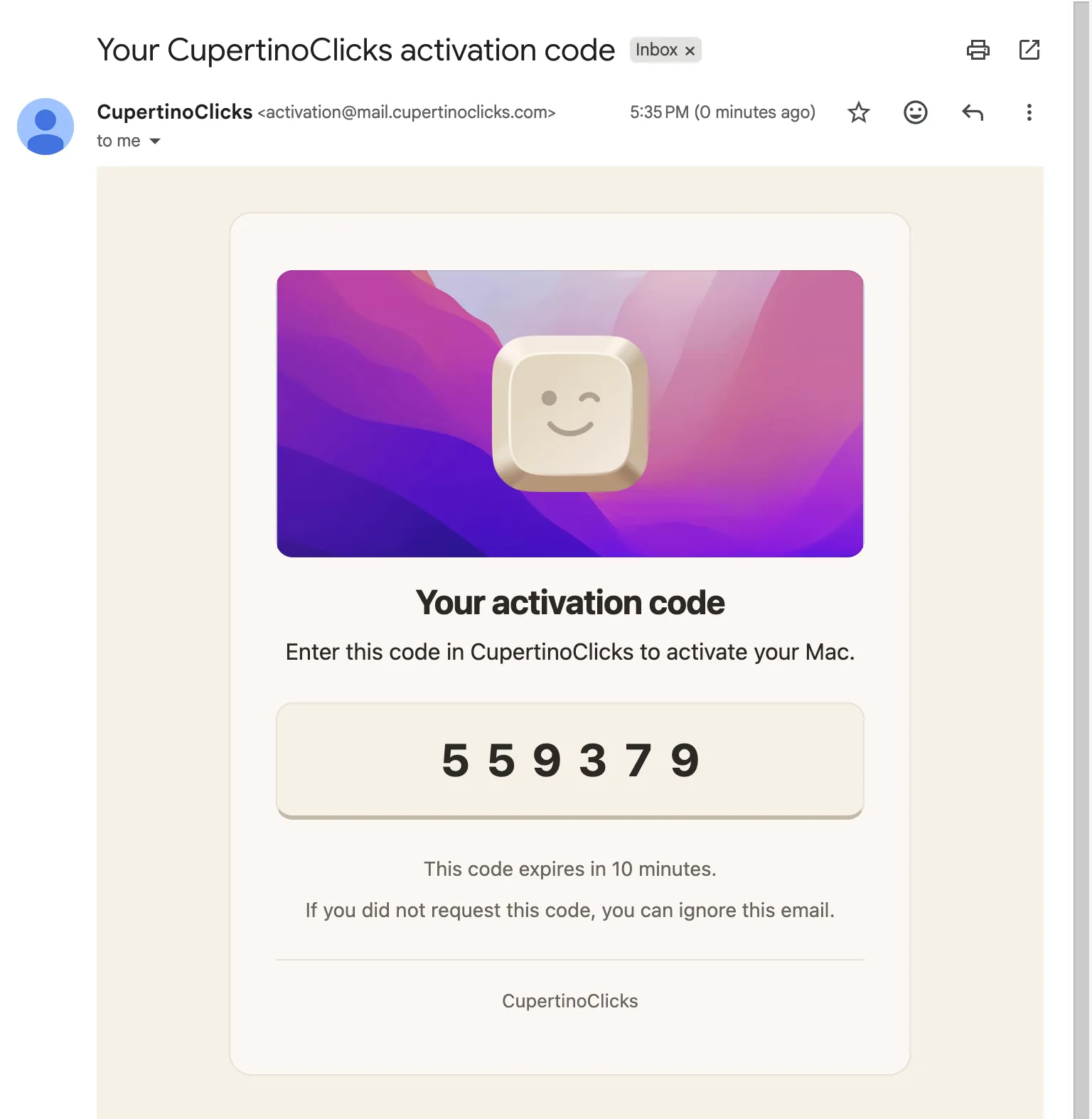 Cupertinoclicks Activation Email
