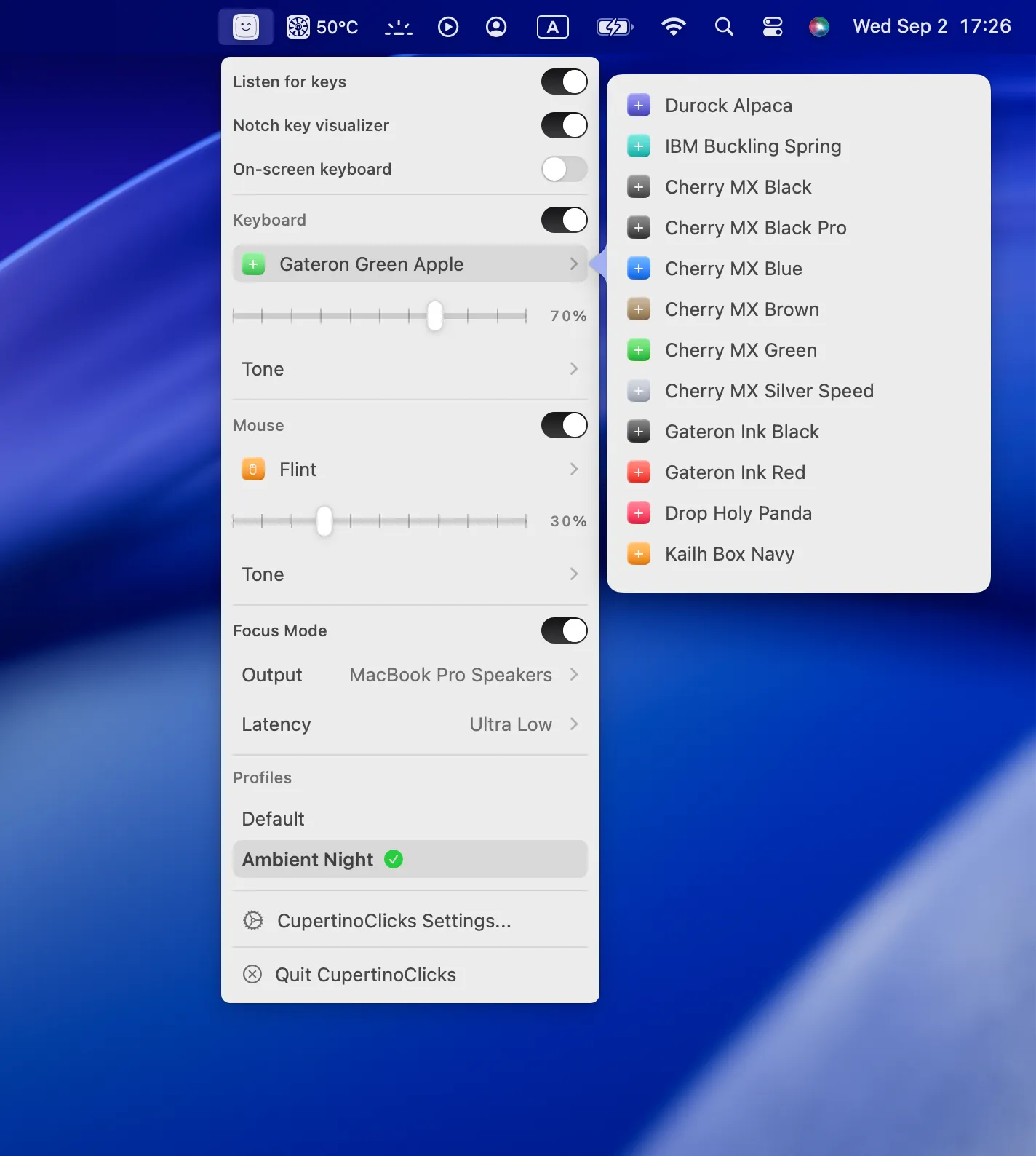 Cupertinoclicks Menu Bar Panel View