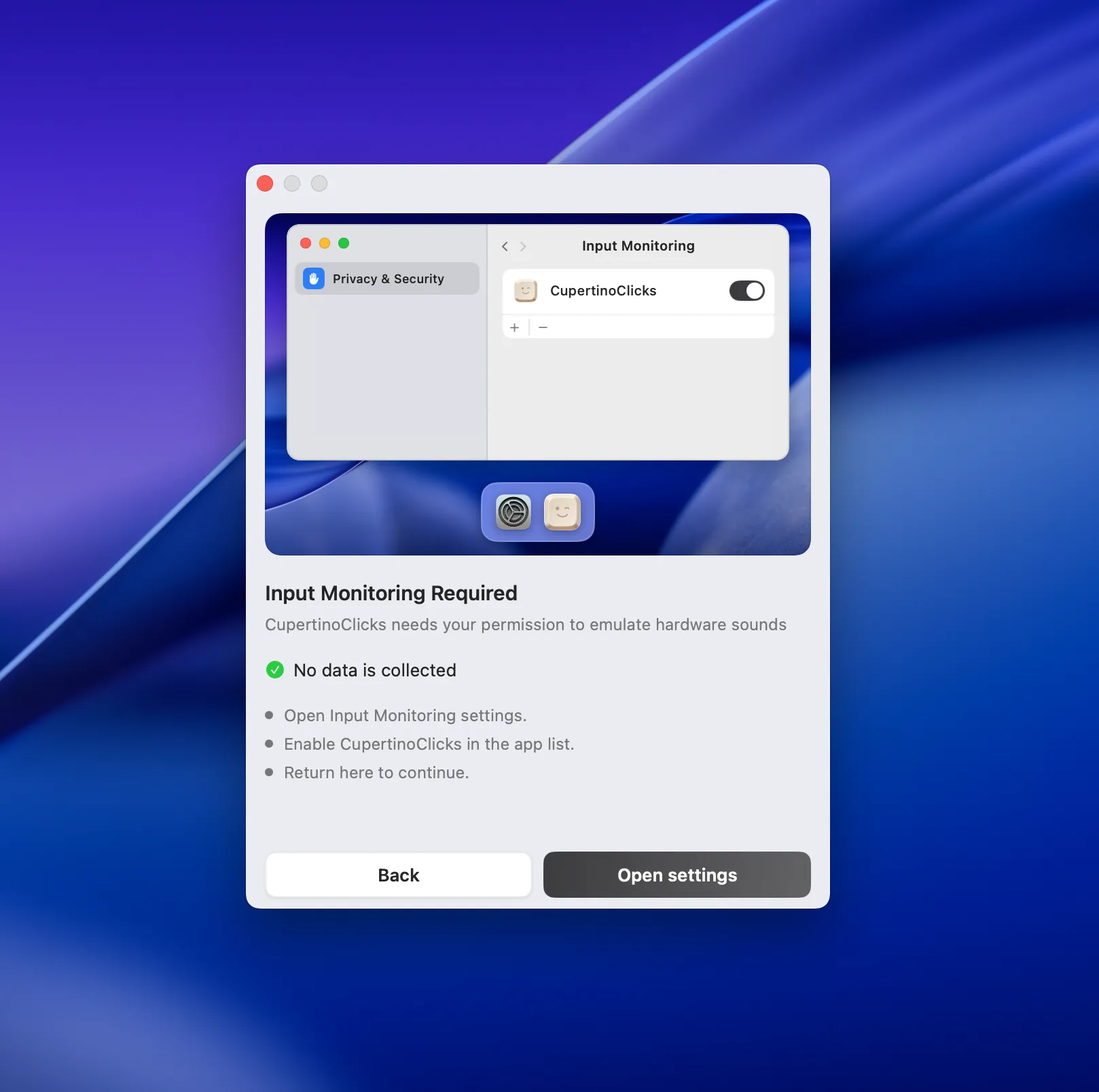 Input Monitoring Required Onboarding Step