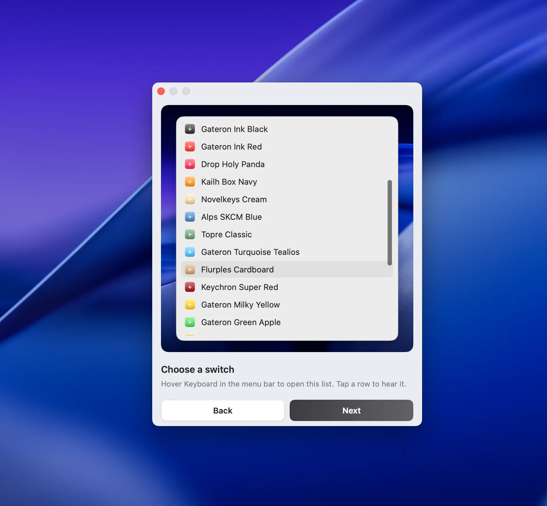 Select Switch Preset Onboarding Step