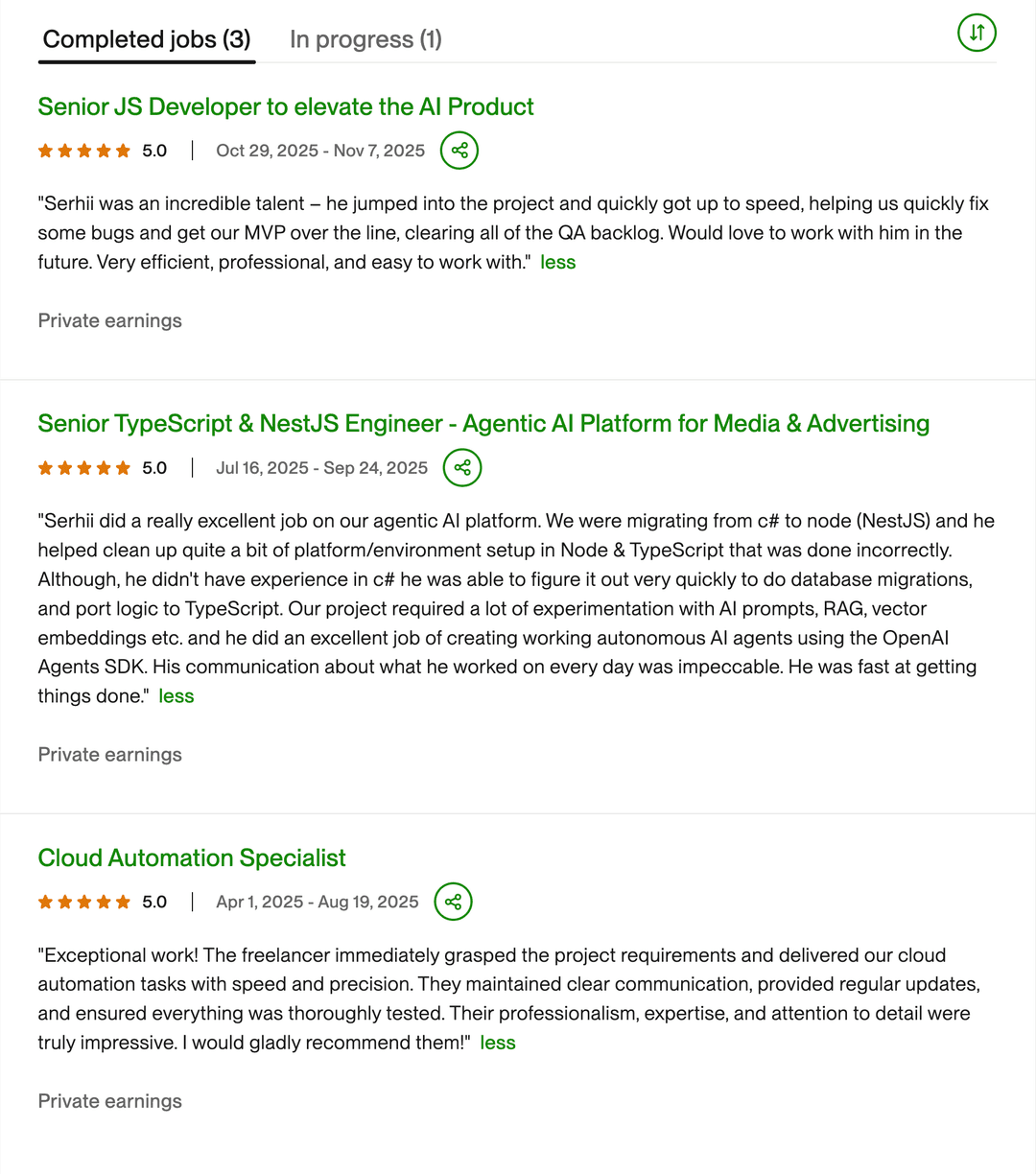 Upwork Client Reviews