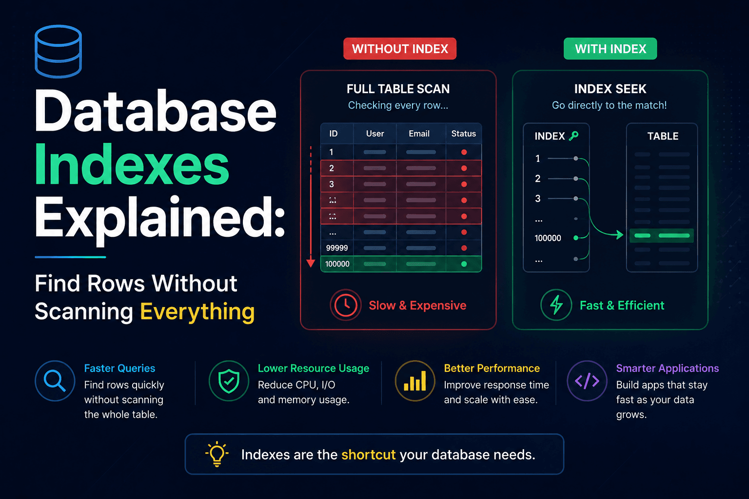 Database Indexes Explained: Find Rows Without Scanning Everything